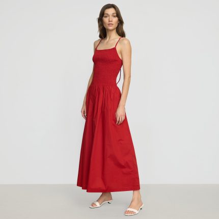 Venus Smocked Organic Cotton Midi Dress